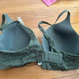 Aerie Lace Trim Green Bra 36C